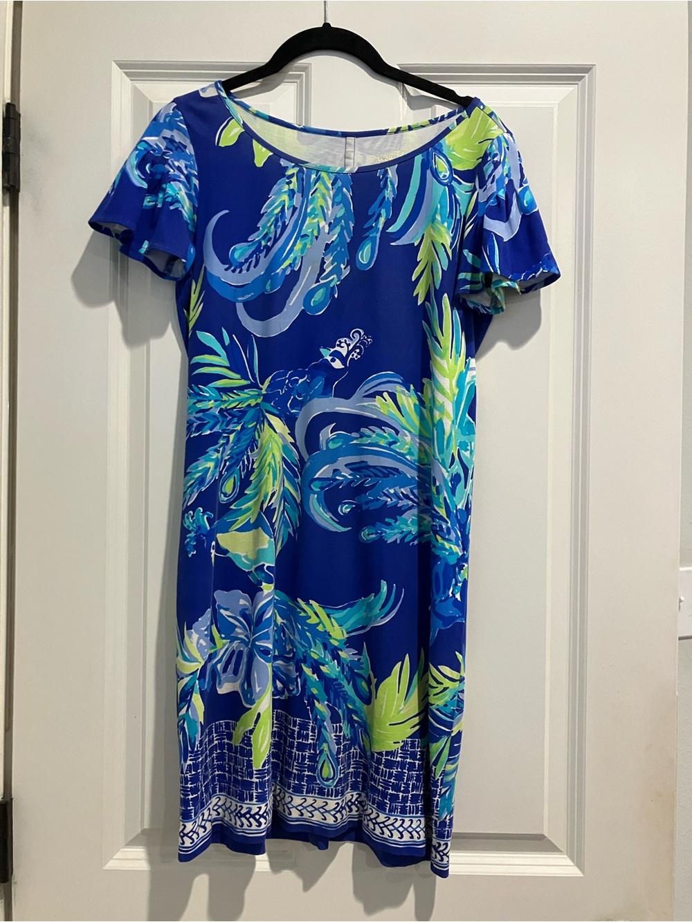 Lilly Pulitzer Blue Tropical Leaf Coverup Dress